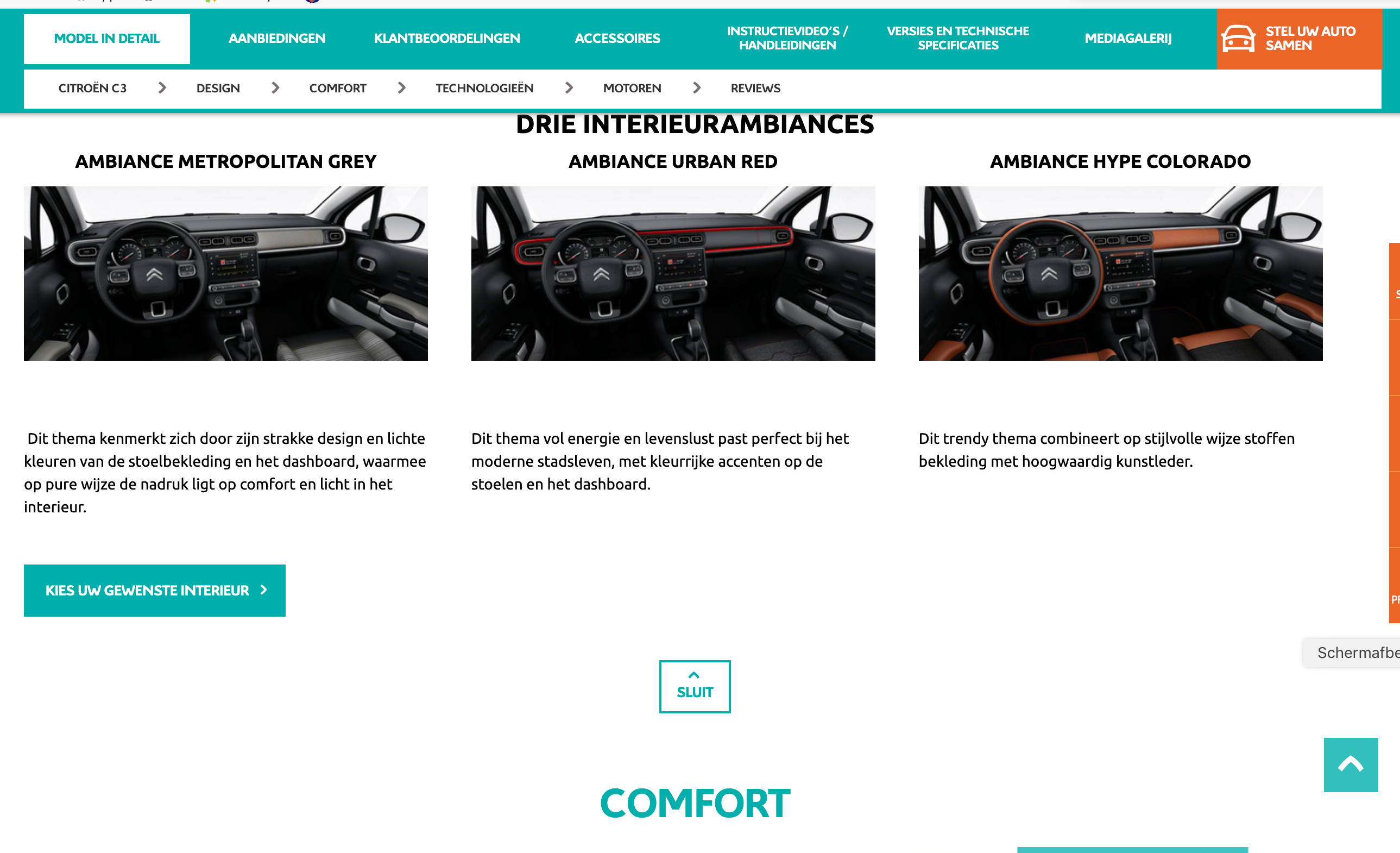 Vrouw aan het stuur - auto configurator - kies gewenste interieur