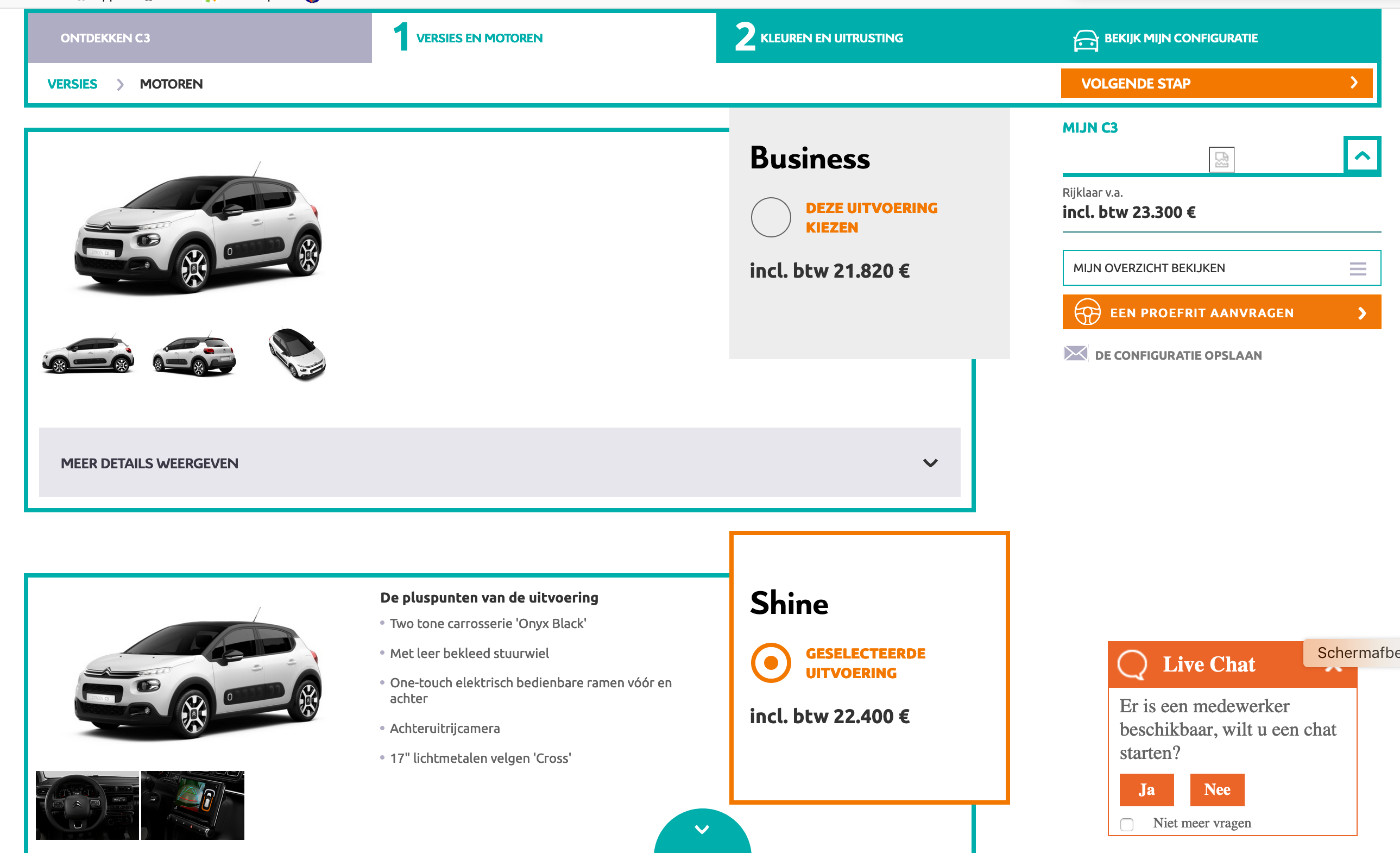 Vrouw aan het stuur - auto configurator - model dat past bij het gekozen interieur
