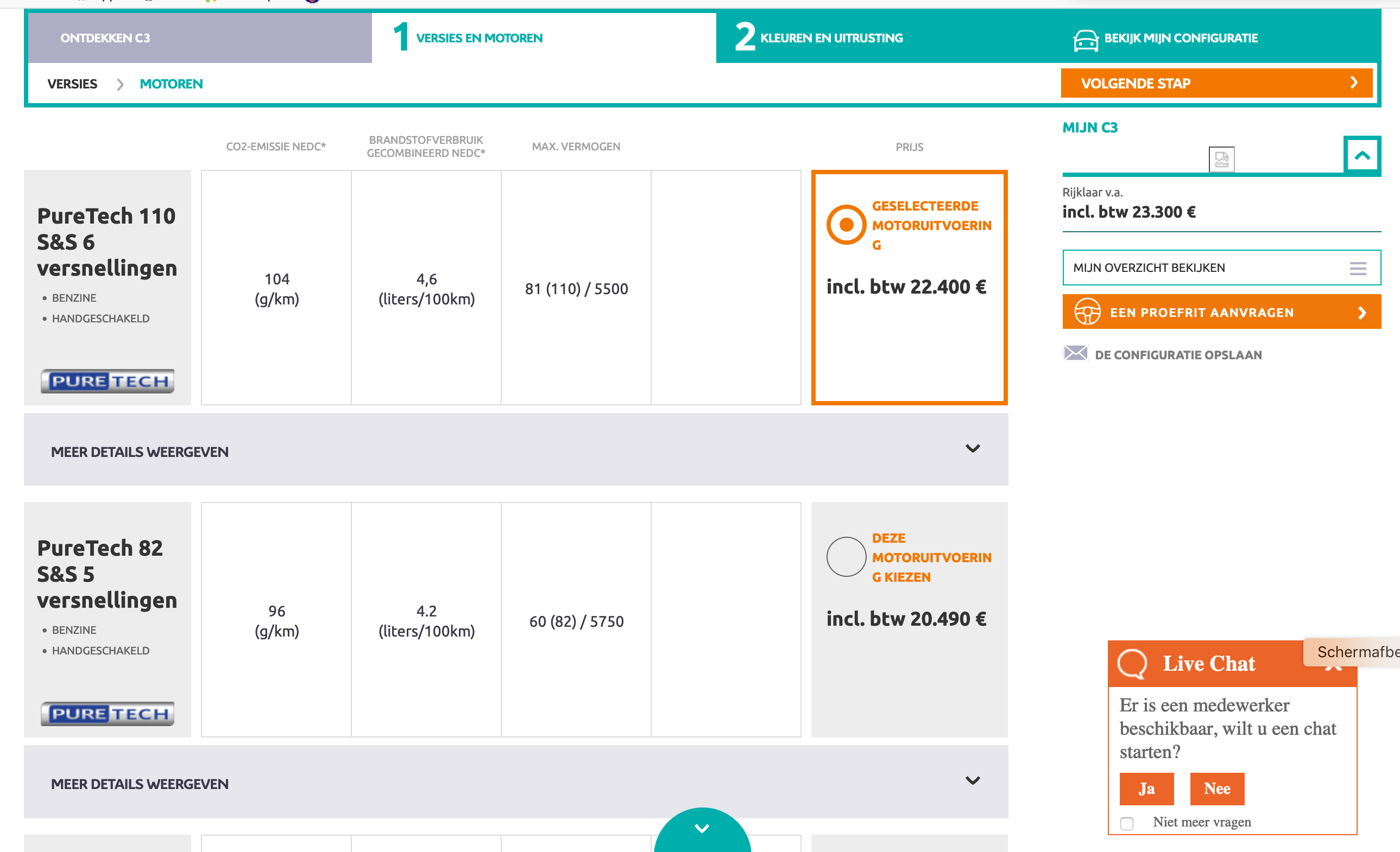 Vrouw aan het stuur - auto configurator - motor kiezen